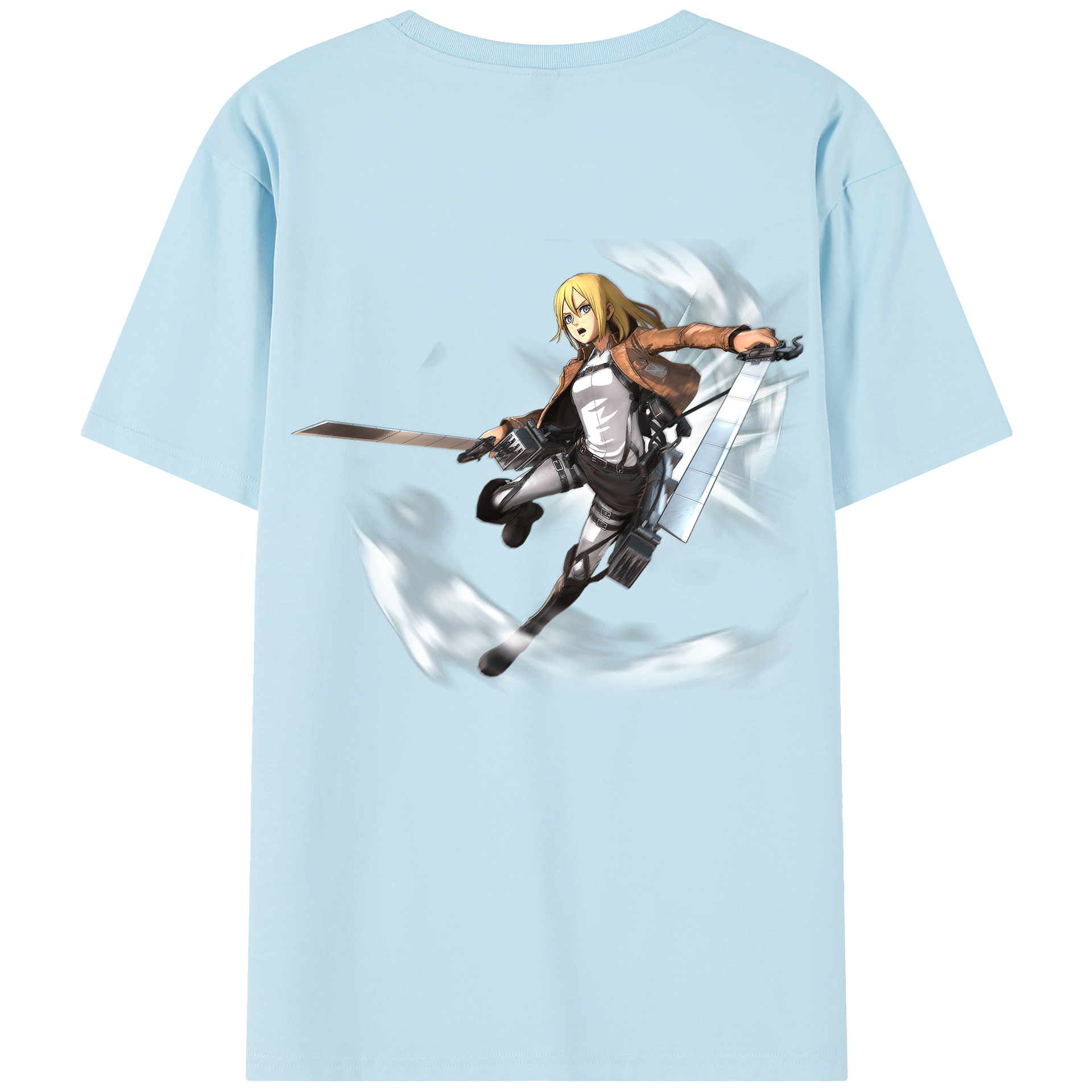 （画像用） 進撃の巨人 クリスタ·レンズ Attack on Titan Christa Lenz 綿100％半袖Tシャツ（背面プリント）